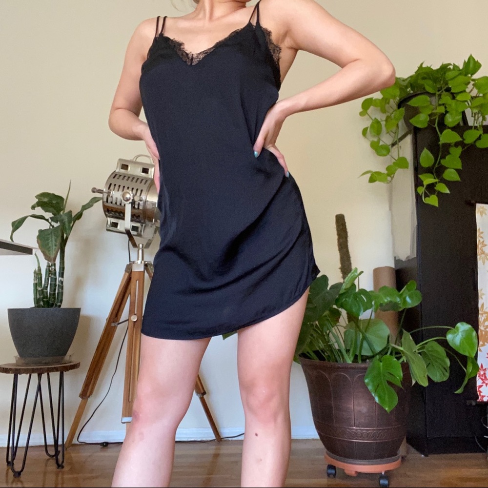 Satin Lace Slip Dress